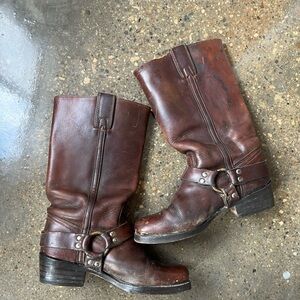 Vintage USA made Frye Dark Brown Leather Harness Boots